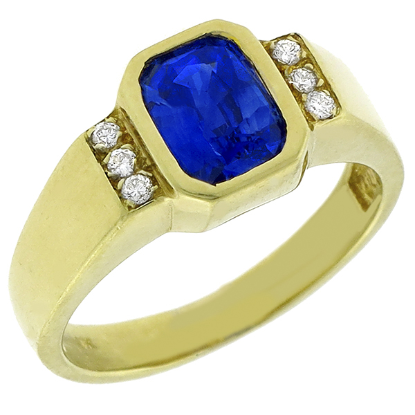  sapphire diamond 18k yellow gold ring 1