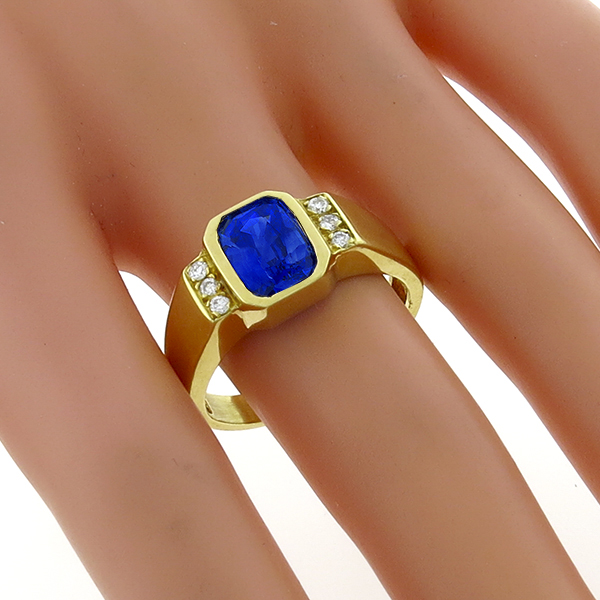  sapphire diamond 18k yellow gold ring 1