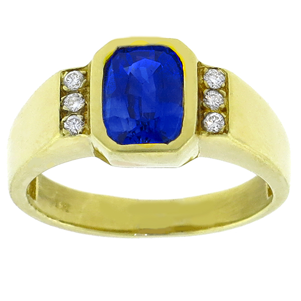  sapphire diamond 18k yellow gold ring 1