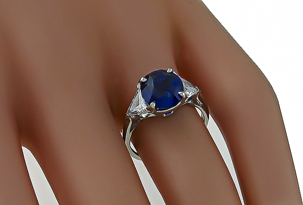 3.17ct Sapphire 0.60ct Diamond Engagement Ring Photo 1