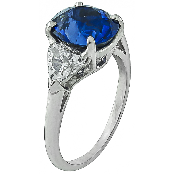 3.17ct Sapphire 0.60ct Diamond Engagement Ring Photo 1