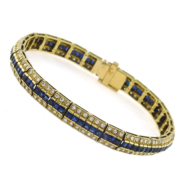 14k yellow gold sapphire diamond bracelet 1