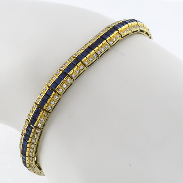 14k yellow gold sapphire diamond bracelet 1