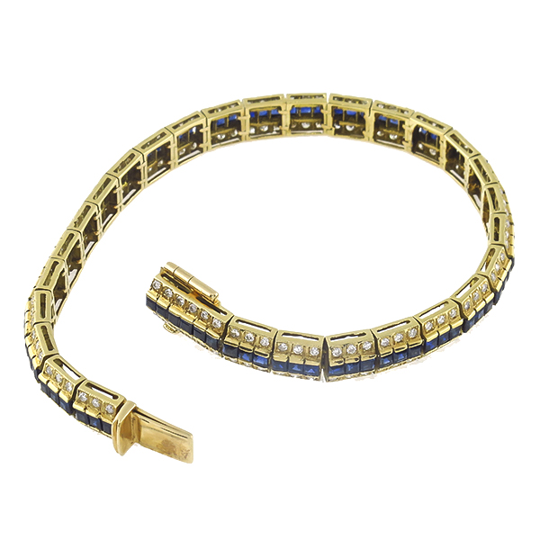 14k yellow gold sapphire diamond bracelet 1