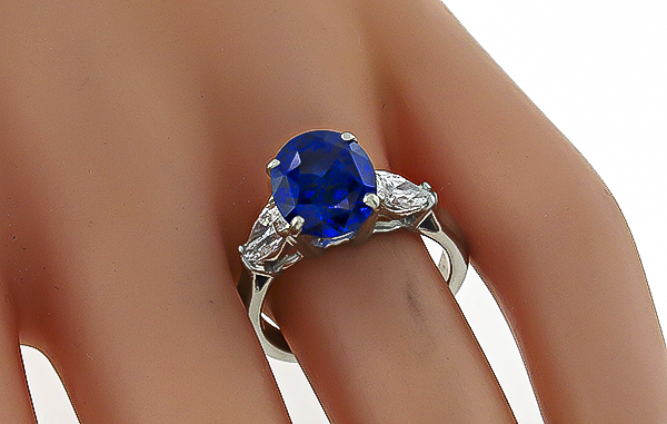 3.99ct Sapphire 0.70ct Diamond Engagement Ring Photo 1