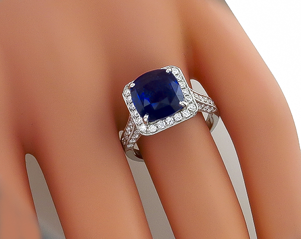 4.24ct sapphire 1.00ct diamond engagement ring photo 1