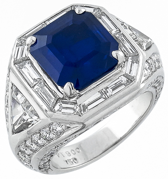 4.24ct sapphire 4.70ct diamond ring photo 1