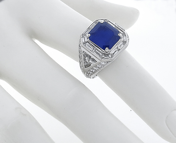 4.24ct sapphire 4.70ct diamond ring photo 1