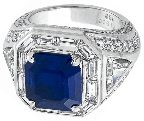 4.24ct sapphire 4.70ct diamond ring photo 1