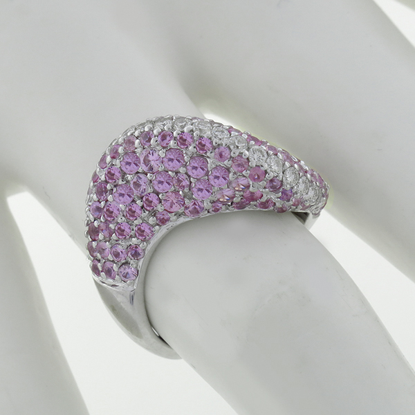 pink sapphire diamond 18k white gold ring 1