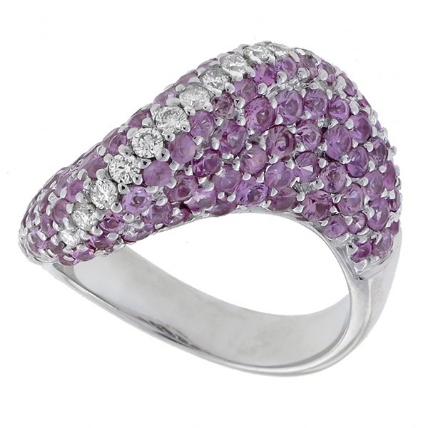 pink sapphire diamond 18k white gold ring 1