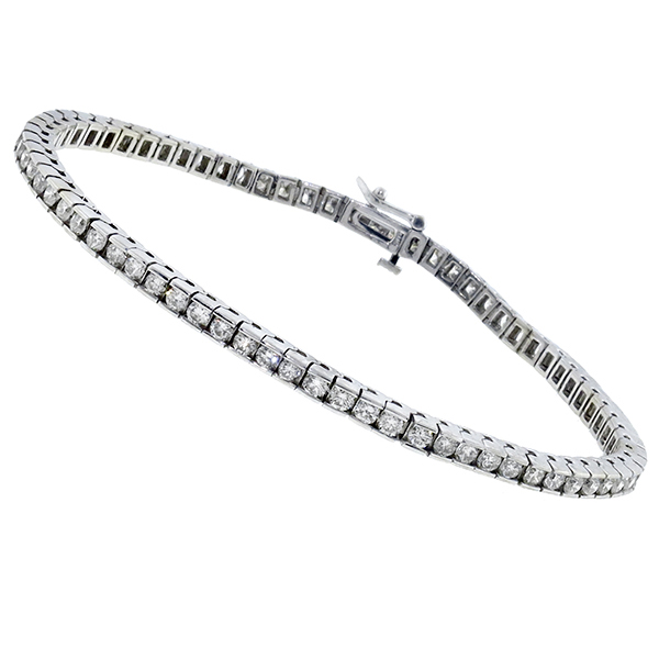  14k white gold diamond tennis bracelet 1