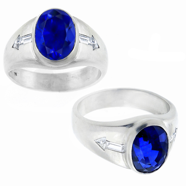  estate diamond sapphire platinum ring 1