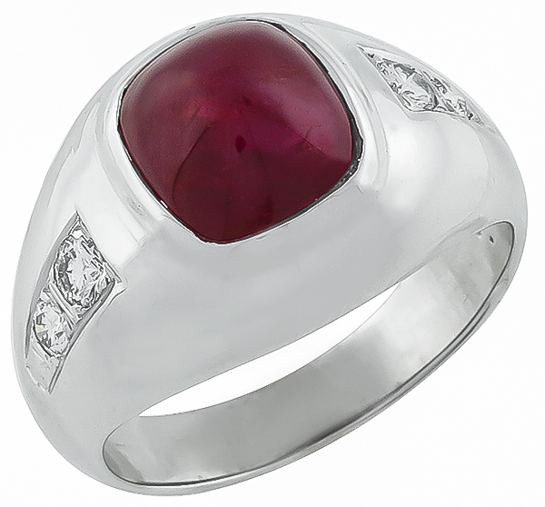 5.36ct burmese ruby 0.25ct diamond ring photo 1