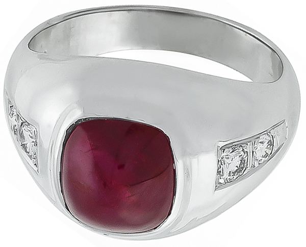 5.36ct burmese ruby 0.25ct diamond ring photo 1