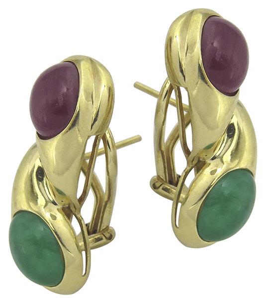 6.00ct ruby 5.00ct emerald gold earrings photo 1