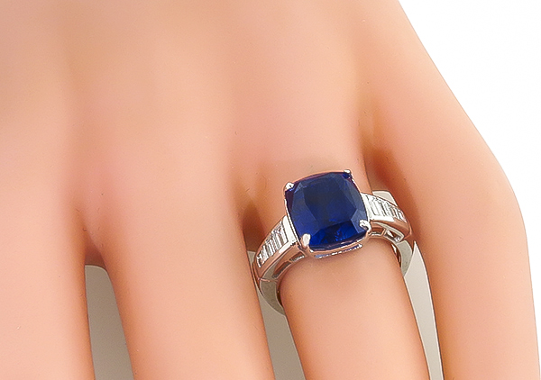 6.21ct ceylon sapphire 0.30ct diamond engagement ring photo 1