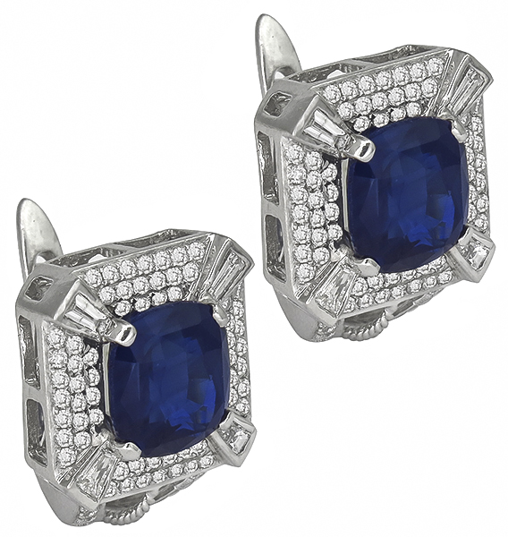 6.80ct sapphire 2.00ct diamond earrings photo 1