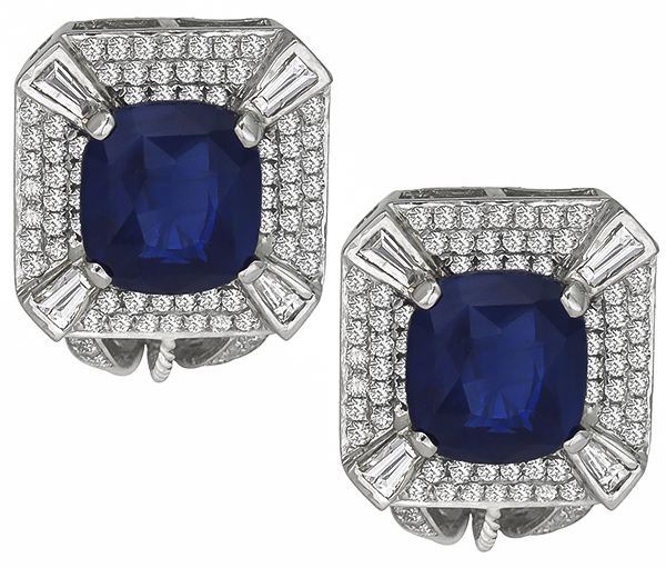 6.80ct sapphire 2.00ct diamond earrings photo 1