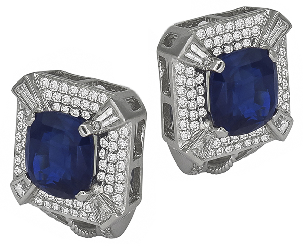 6.80ct sapphire 2.00ct diamond earrings photo 1