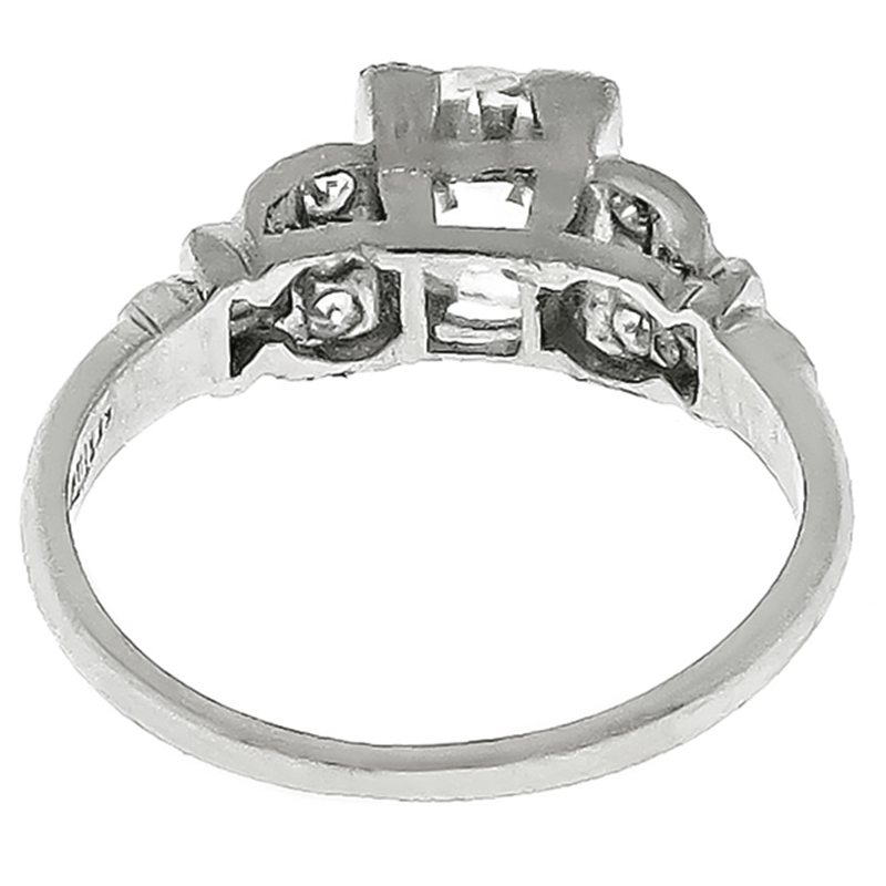 Antique GIA Certified 0.93ct Old European Cut Diamond Platinum Engagement Ring