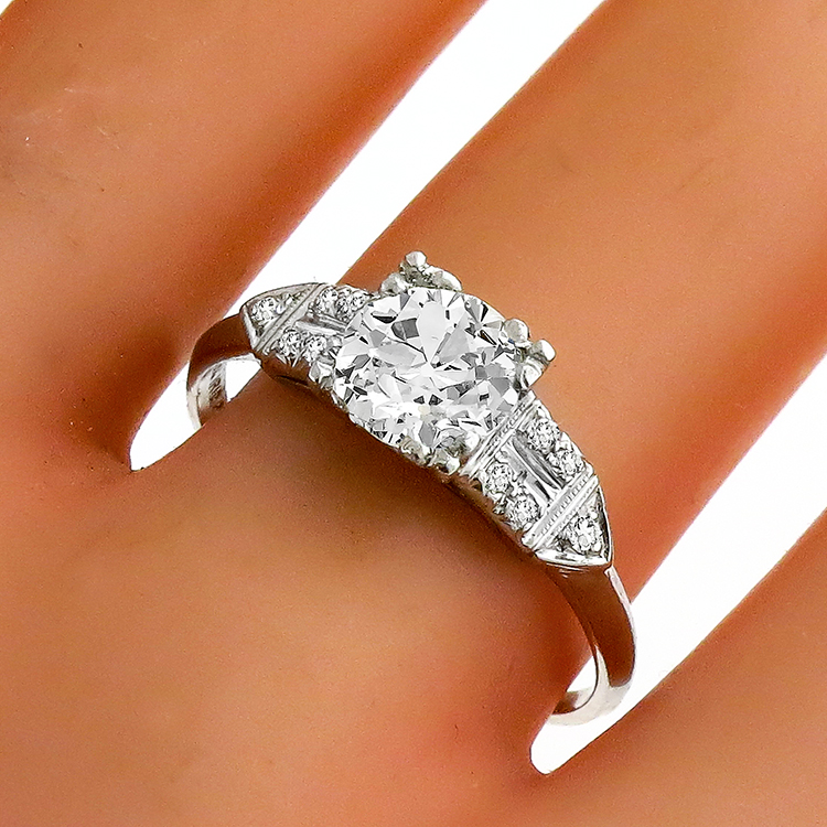 Art Deco GIA 1.02ct Diamond Engagement Ring