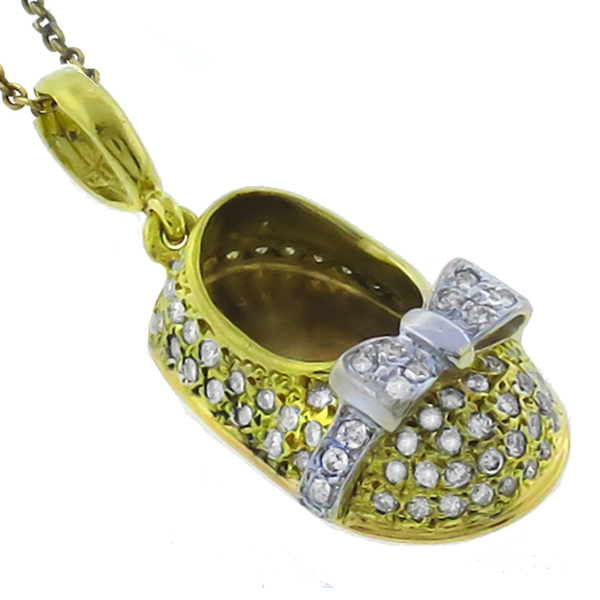 diamond 18k yellow and white gold charm pendant 1