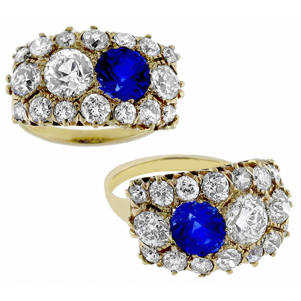  diamond sapphire 14k yellow  gold ring 1 