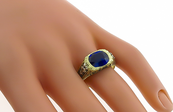 Antique 3.48ct Sapphire Ring Photo 1