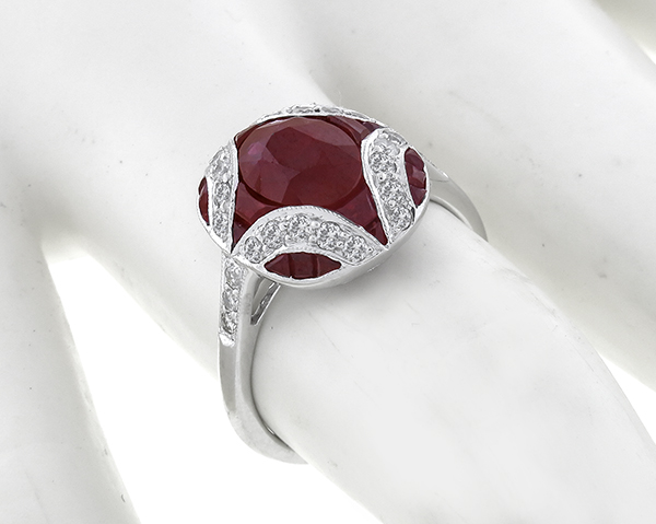 2.40ct ruby 0.50ct diamond gold ring photo 1