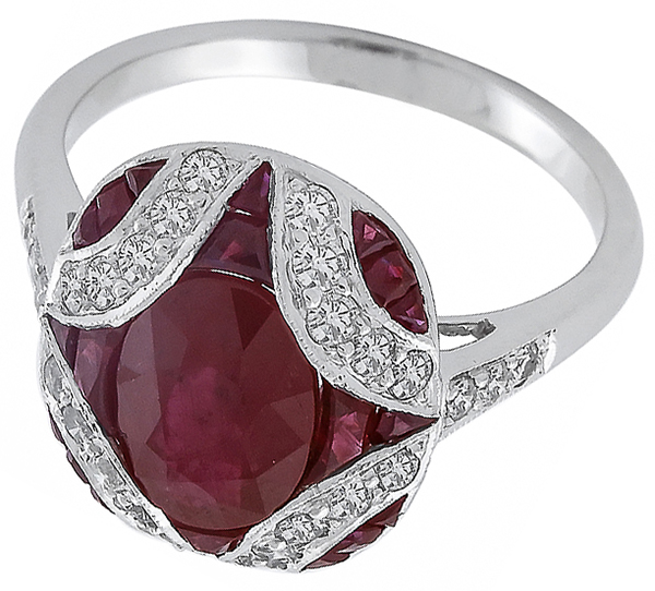 2.40ct ruby 0.50ct diamond gold ring photo 1