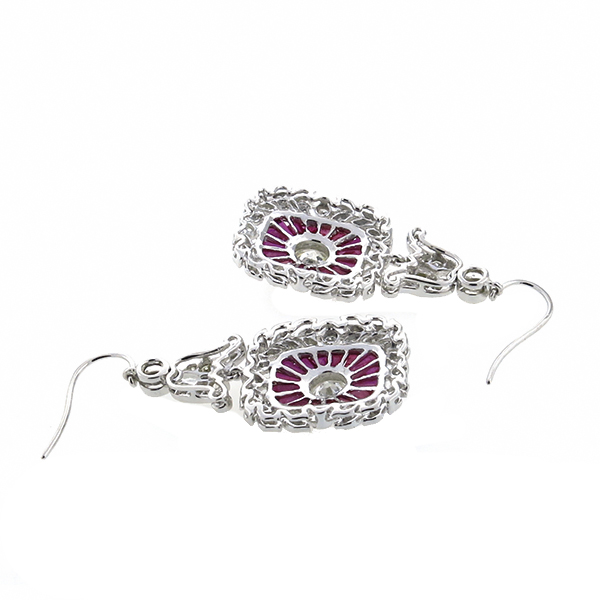 diamond and ruby 18k white gold earrings  1