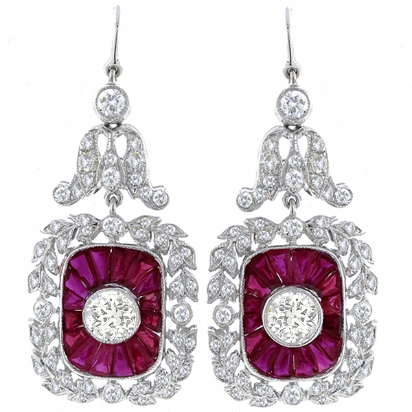  diamond and ruby 18k white gold earrings 1