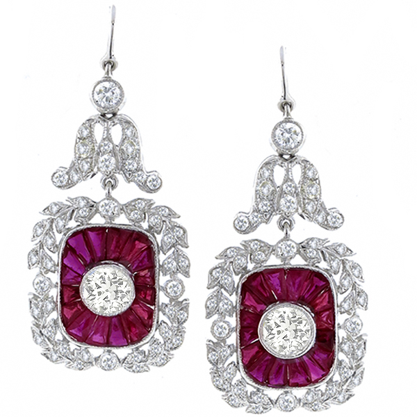  diamond and ruby 18k white gold earrings 1