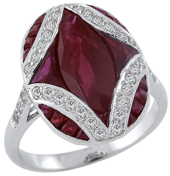 antique style 3.50ct ruby 0.70ct diamond ring photo 1