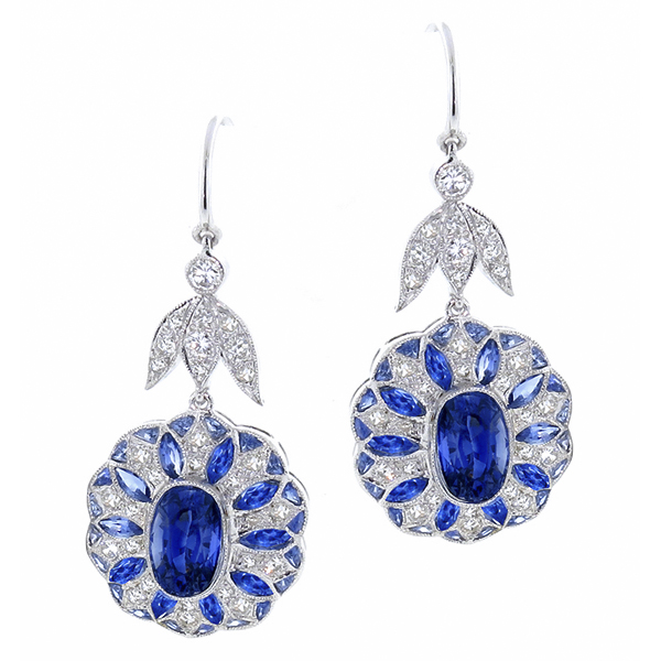 sapphire diamond 18k white gold earrings 1