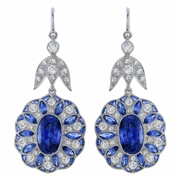 sapphire diamond 18k white gold earrings 1