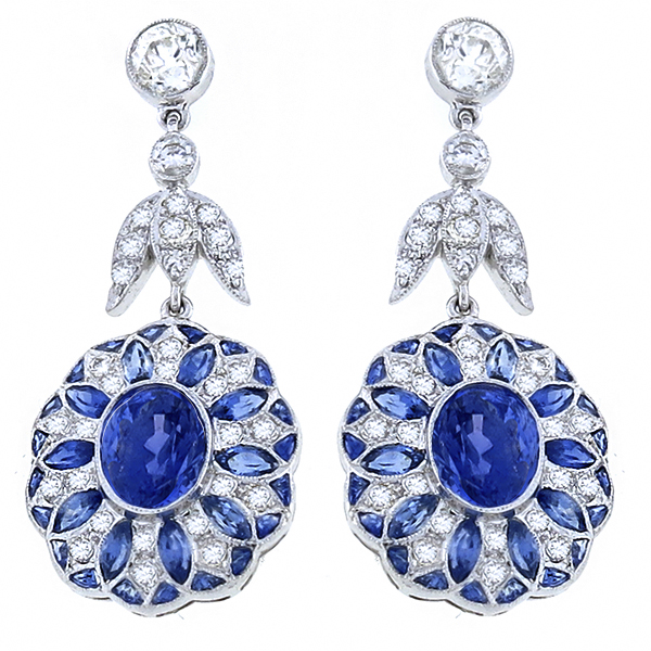 sapphire diamond 18k white gold earrings 1