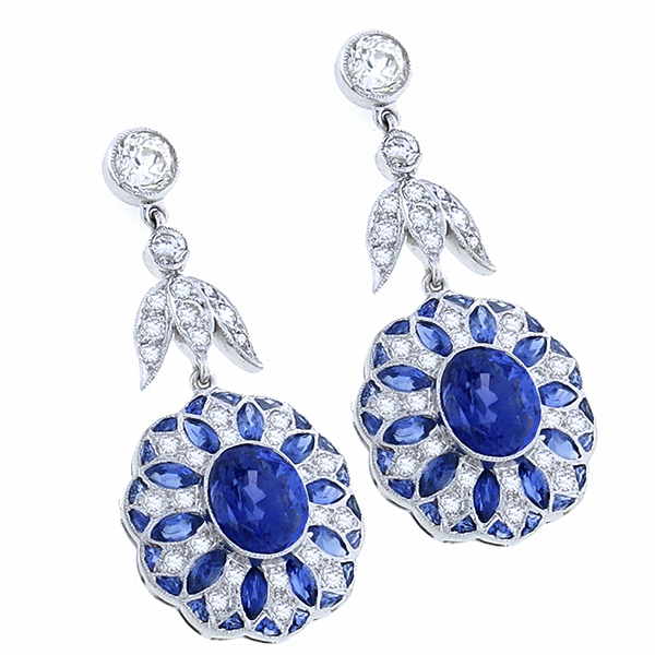 sapphire diamond 18k white gold earrings 1