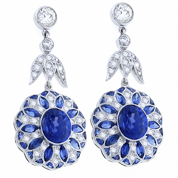 sapphire diamond 18k white gold earrings 1