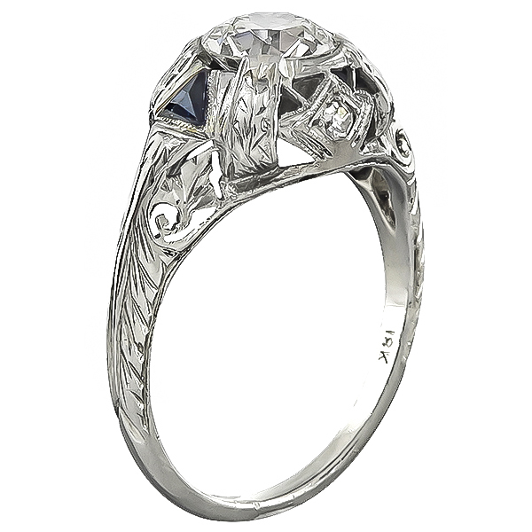Art Deco 0.89ct Diamond Engagement Ring