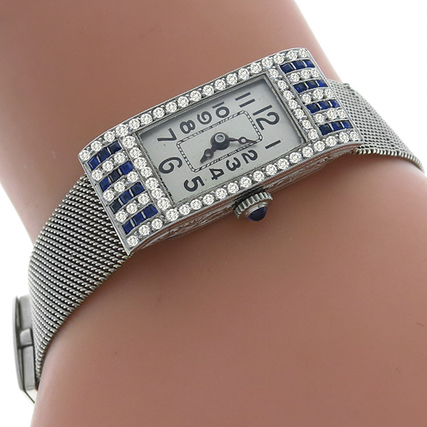 sapphire diamond 14k white gold platinum watch 1
