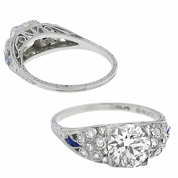 platinum diamond sapphire engagement ring 1