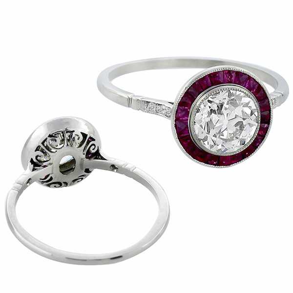diamond ruby platinum engagement ring 1
