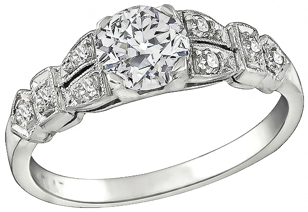 Art Deco GIA Certified 0.58ct Diamond Engagement Ring