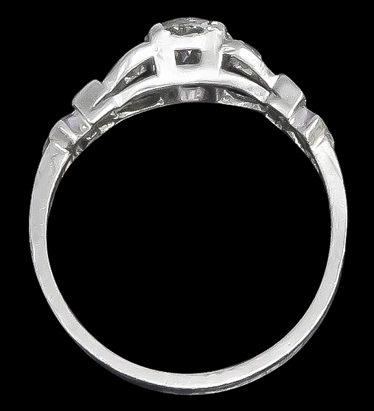 Art Deco GIA Certified 0.58ct Diamond Engagement Ring