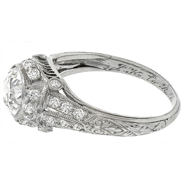 Art Deco GIA 0.89ct Diamond Engagement Ring