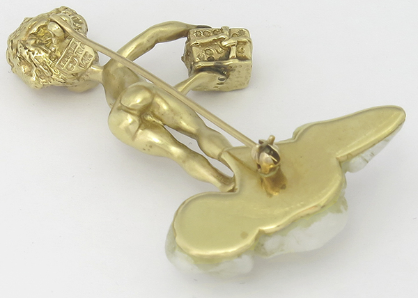 baroque pearl gold cupid pin