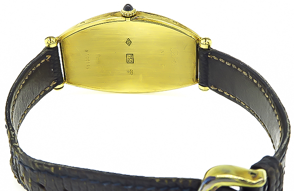 Cartier Tonneau 18k Leather Gold Strap Watch