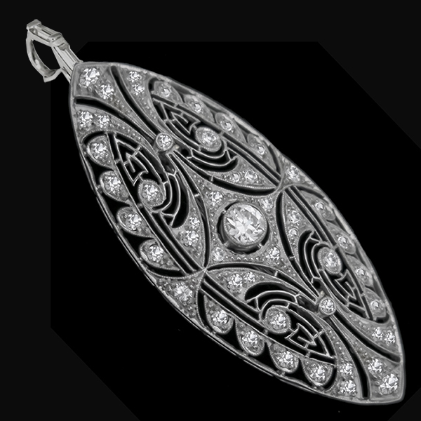 antique 14k white gold pin 1